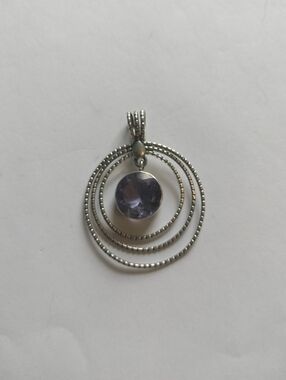 Vintage Sterling Silver And Purple Iolite Pendant